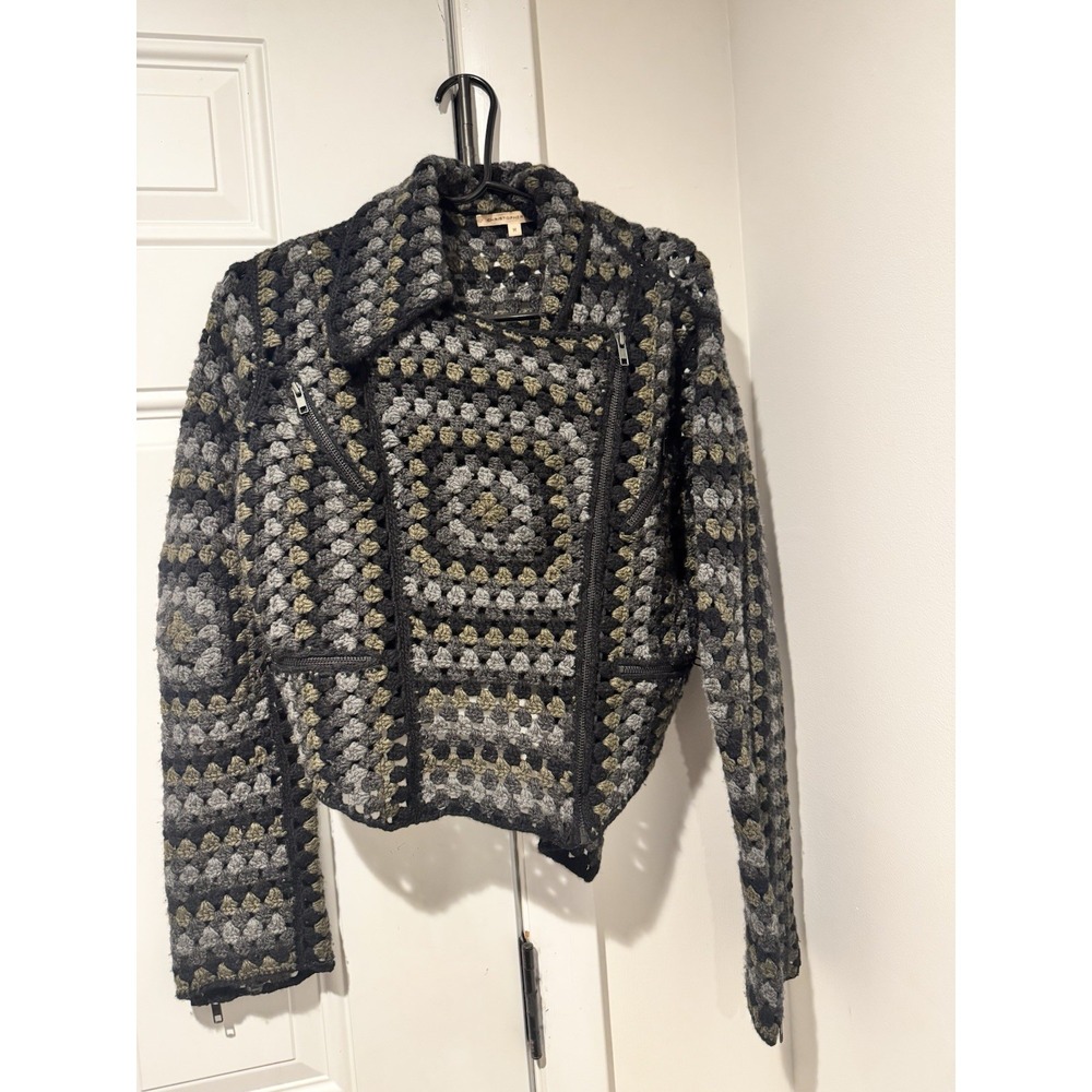 Christopher Kane Women's Crochet Cashmere Biker Jacket Moto Gray M Only 50 Made!